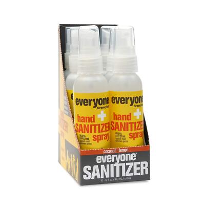 Everyone Coconut Lemon Hand Sanitizer Spray 6 Pack Travel Size 2 Oz Bottles