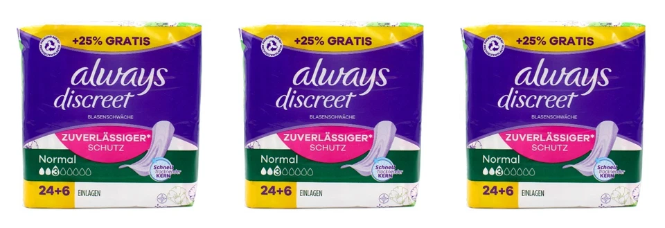 always discreet Normal Slipeinlagen , 3x30er EAN8700216126939