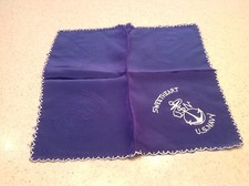 Antique Silk World War Handkerchief U.S. Navy Sweetheart Blue Anchor Excellent