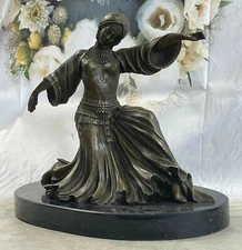 Art Deco Cast Bronze DEMETRE CHIPARUS Lovely Young Woman Sculpture Art NR