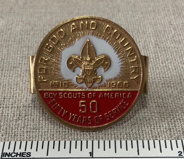 Vintage 1960 BOY SCOUTS 50th Anniversary NECKERCHIEF SLIDE For God & Country BSA eBay