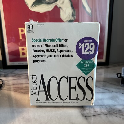 New vintage sealed Microsoft Access 1.1 Relational Database Management System