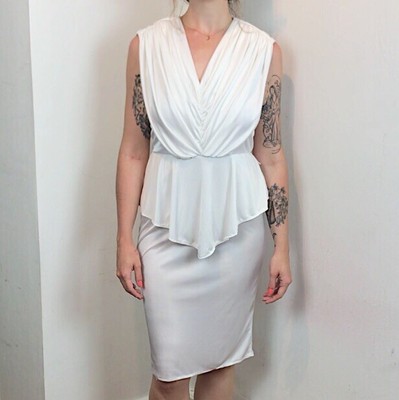 all white peplum dress