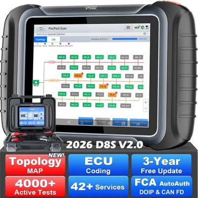 USED XTOOL D8S V2.0 Car Diagnostic OBD2 Scanner ECU Coding Topo Mapping 42+Reset