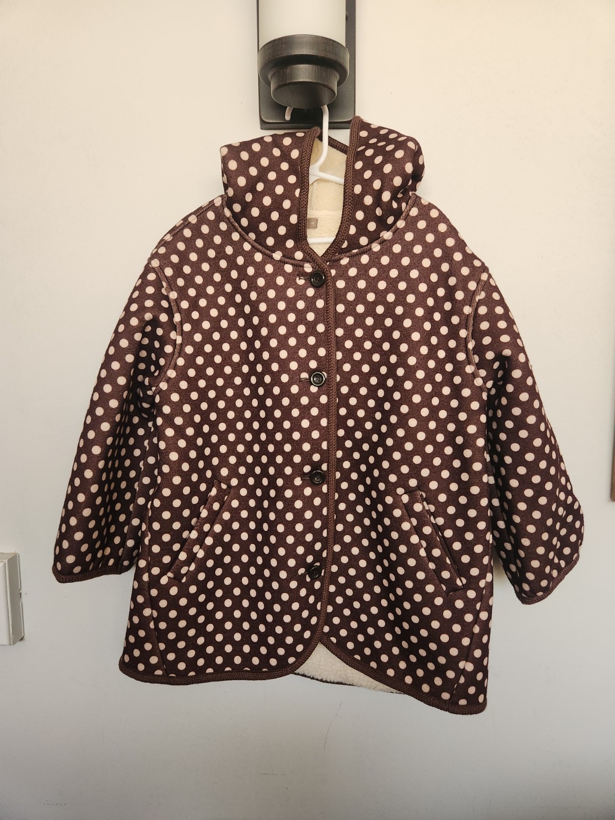 ToTo Heros NEW Kids Toddlers Girls Sherpa Polka Dot Cape Hooded Coat Jacket