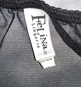 Vintage Felina Bikini Panties w Floral Embroidery Sheer Netted Black M 36