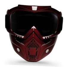 Motorcycle Goggles with Removable Face Mask, Riding Glasses Dirt Red grid-1