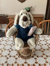 Vintage Ganz Bros Plush Puppet Wrinkles with Tag   Denim Overalls Shirt and Bone