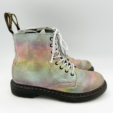 Dr. Martens Youth 1460 Pascal Rainbow Iridescent Lace Up Boots Size 2 US