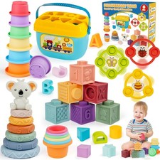 Montessori Toys for Babies Ages 6 12 18 Months with Sensory Shape Sorter Matc...