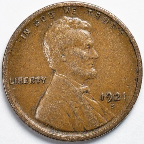 1921-S Extremely Fine (XF) Lincoln Wheat Penny Cent San Francisco Mint