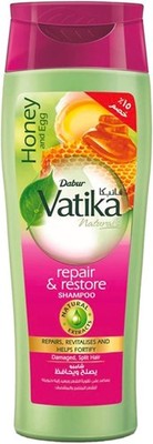 Vatika Naturals Repair & Restore Shampoo Honey Egg Damaged Split Hair Halal 180m
