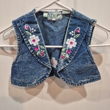 Vintage Alyssa Embroidered Jean Vest Kids Size 6