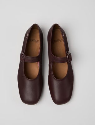 CAMPER Women's Casi Myra Leather Mary Jane Shoes,Burgundy, US Size