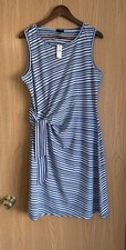Talbots | SZ Large | Blue White Striped Tank Dress | Side Tie Cotton Resort NWT