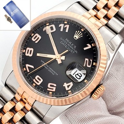 Rolex Datejust 36mm Black Concentric Dial Rose Gold/Steel Jubilee Watch 116231