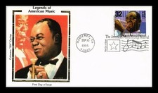 JAZZ MUSICIAN LOUIS ARMSTRONG TRUMPETEER COLORANO SILK CACH 1995 FDC MONTEREY CA