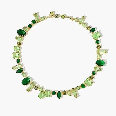 Swarovski High-Quality Color Candy Green Diamond Necklace High-End Colorful