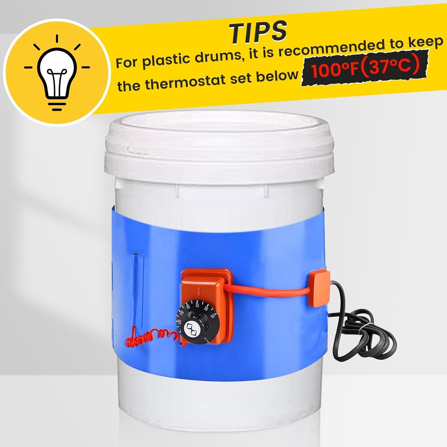 UPGRADED Blue 5 Gallon Metal Drum Heater with Twist Temperature Control,  120V 8