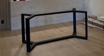 Modern oil rubbed bronze Metal chevron table Frame fits glass top 84  x 36 