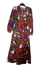 Farm Rio Anthropologie  V-Neck Maxi Dress Tropical Leaf Print Womens Size 12