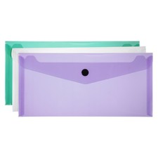 A6 3pc Plastic Car Folder, White/Green/Purple