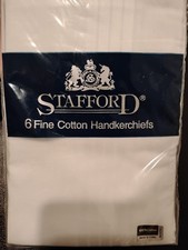Stafford 6 Fine Cotton Handkerchiefs White 16" x 16  New Sealed Pack
