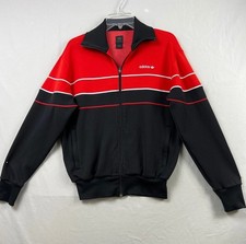 Adidas Y2k Track Jacket Men M Red Black Colorblock Trefoil Full Zip Stand Collar