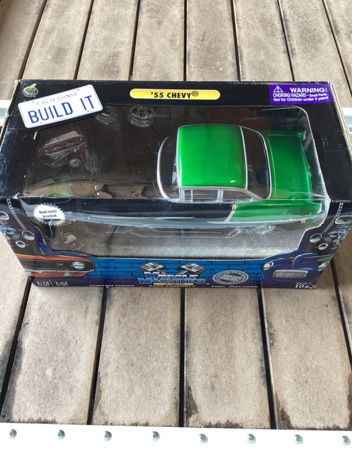 Rare 55 Chevy Bel-Air Black and Green Build It Kit New 1:18 & 1:64/SC. NIB - Image 2 of 4