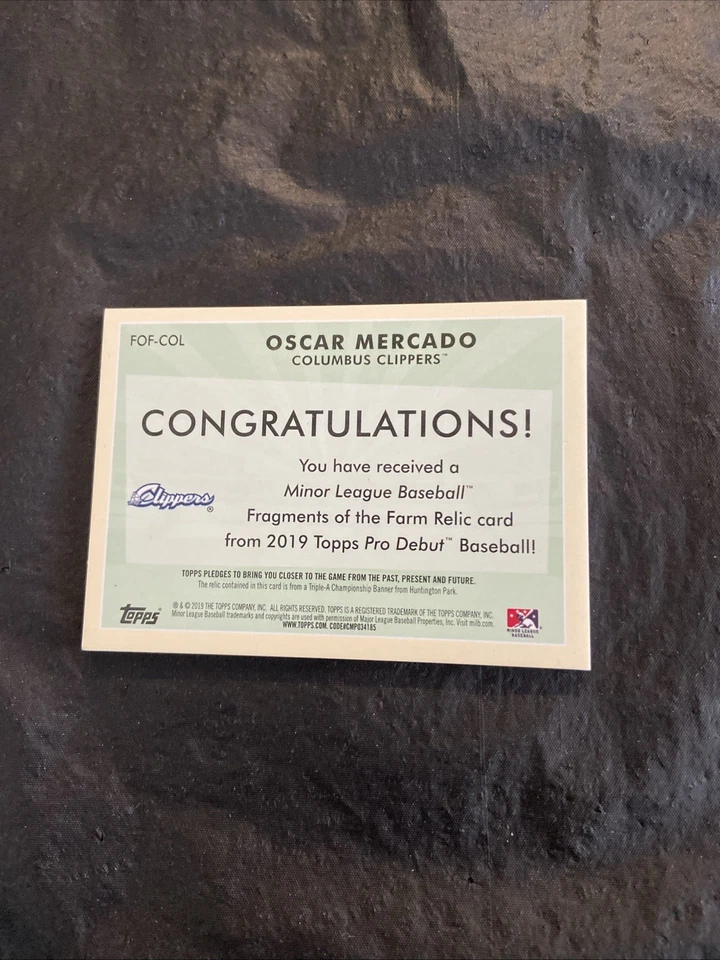 Oscar Mercado 2019 Topps Pro Debut Fragments Farm Relic FOF-COL Columbus  - Image 2 of 2