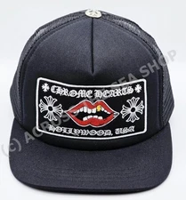 Chrome Hearts Trucker Hat Black Hollywood USA Embroidered Logo Cap Adjustable