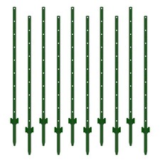 3-7 Feet Metal Fence Posts, 5 Feet 10 Pack Heavy Duty Steel Posts with U-Chan...
