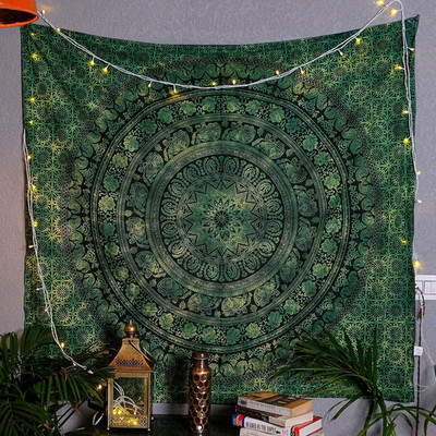 Craft Trade Mandala Grün Wandteppich Indische Wandtuch Tapestry Wandbehang Boho