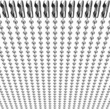 50-Pack Dog Tag Chain Ball Chain Necklace Bulk, Beaded Necklace Chains for