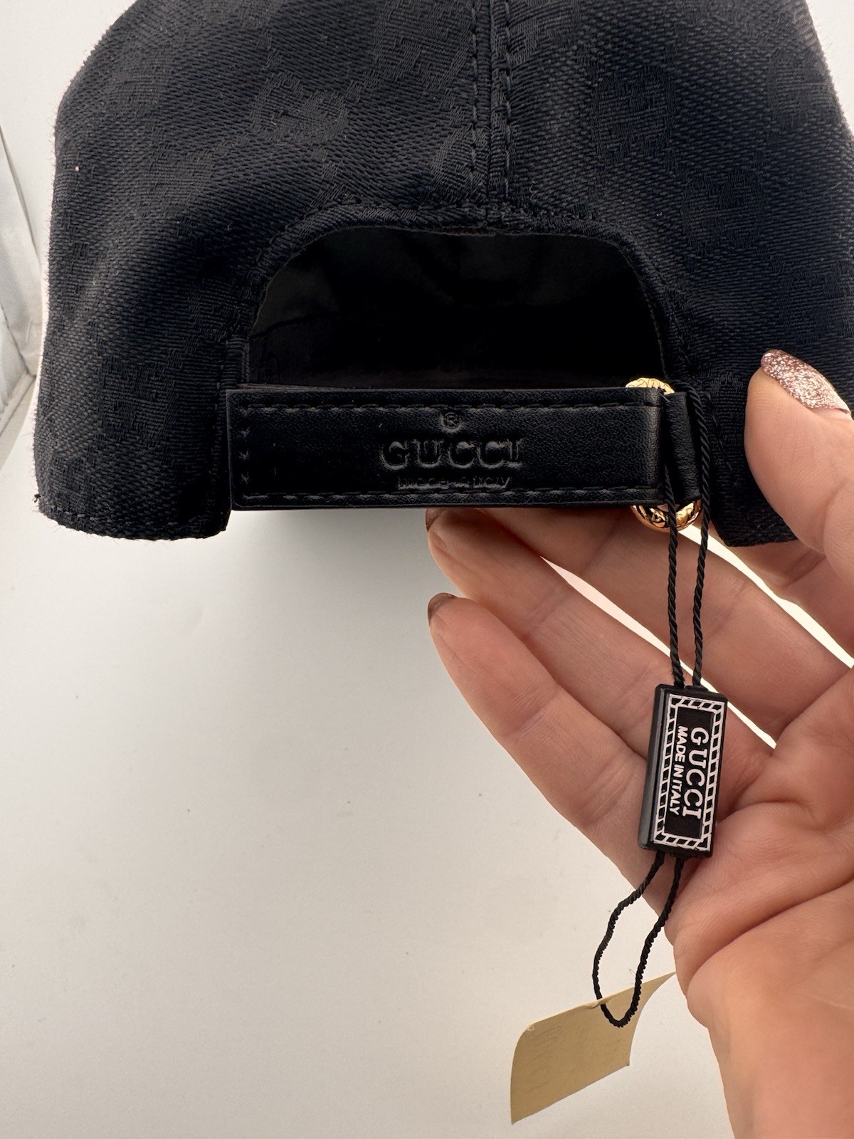 Gucci Web Detail Black Logo Print Adjustable Baseball Cap Sz M NWT paid $360  thumbnail 7