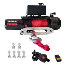 Electric Winch 10000 Lbs 85ft Synthetic Rope Truck Trailer Towing Winch Off Road