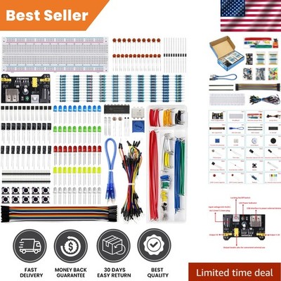 Complete Electronics Component Kit: Breadboard, Sensors & Power Supply Included