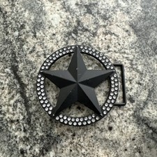 Black Star Rhinestone Unisex Belt Buckle Ranger Texas Nautical Gothic Punk