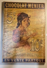 FRENCH CHOCOLAT MENIER EN VENTE PARTOUT GIRL 18”x 26”  VINTAGE POSTER REPRO