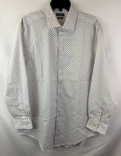 Van Heusen Flex Slim Fit White Gray Button Up Long Sleeve Shirt Men's Size XL