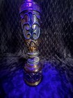 Vintage Made in Hong Kong Amber Glass Mini Hurricane Oil Lamp w/ Chimney — photo 7