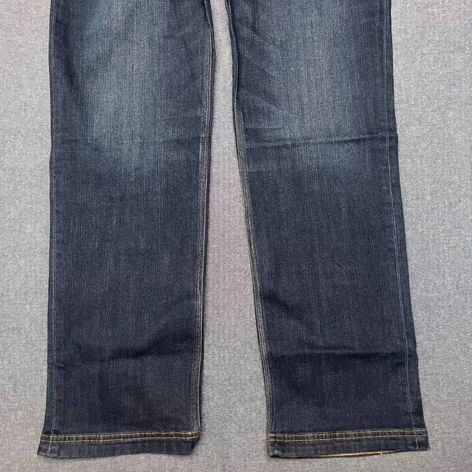 Pantalones de mezclilla para hombre Duluth Trading Co talla 34x34 calce relajado lavado oscuro pierna recta Foto 3 de 4