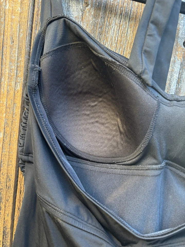 Traje de baño ultra favorecedor Dana Buchman negro 1 pieza halter talla 16 drapeado Foto 4 de 4