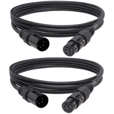 4 Pin XLR Microphone Cable 6ft Female to Male, 2-Pack, Durable, Reinforced Seal