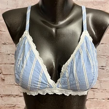 Auden Woven Triangle Bralette Cotton Rayon Unlined Wireless Plunge Large Striped