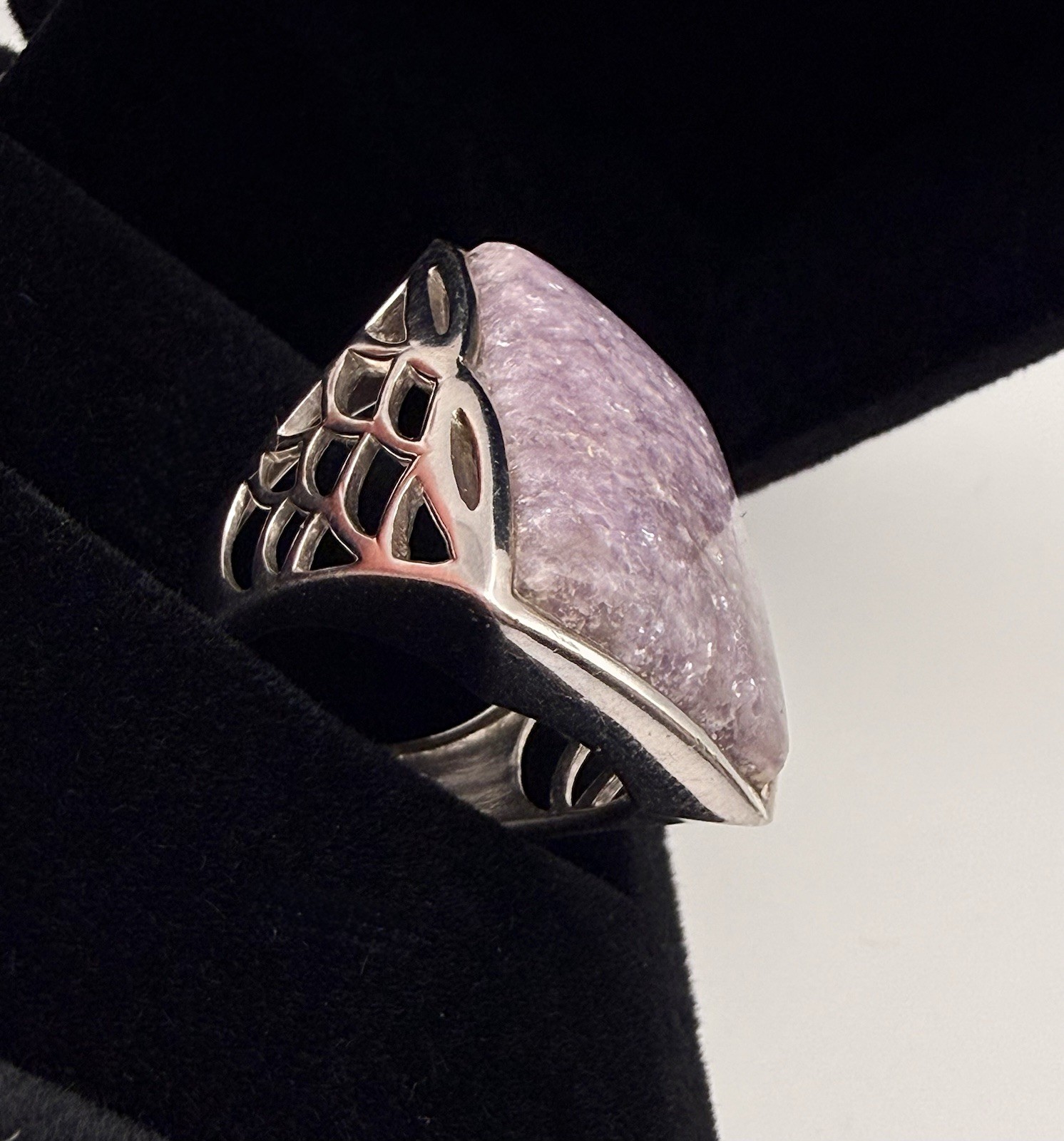Sterling Silver Lepidolite Ring Large Statement S… - image 9
