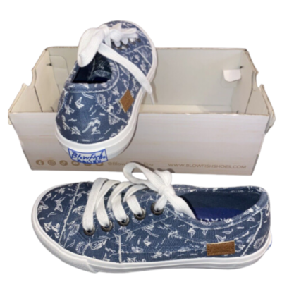 Blowfish Malibu Sneakers Girls Size Sailboats Denim Blue - Main Image