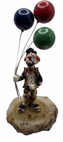 Clown Statue Ronald A Lee 24k Gold Plated on Quartz Rare Signed Vintage Decor