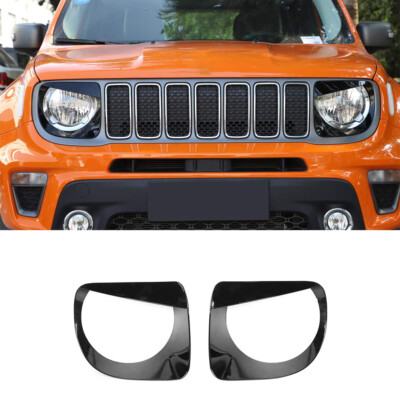 Front Light Headlight Lamp Trim Cover For Jeep Renegade 2019+ Pair Accessories