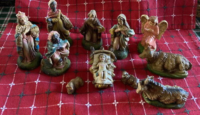Vtg Crèche Presepio Krippenfiguren Nativity Painted Figurines
